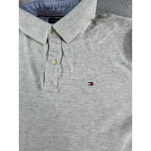 Tommy Hilfiger Polo Shirt Mens XL Gray Custom Fit Preppy 2-Button Golf Americana - Picture 6 of 9